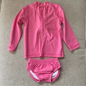 Primary Pink Kids Swim Rashguard Set